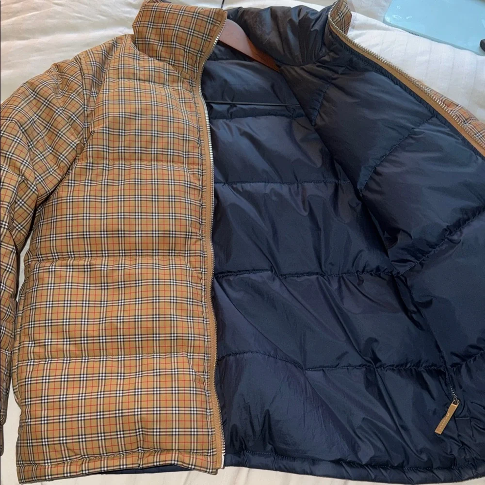 Burberry Tan Plaid Quilted Puffer Jacket - Picture 3 of 4